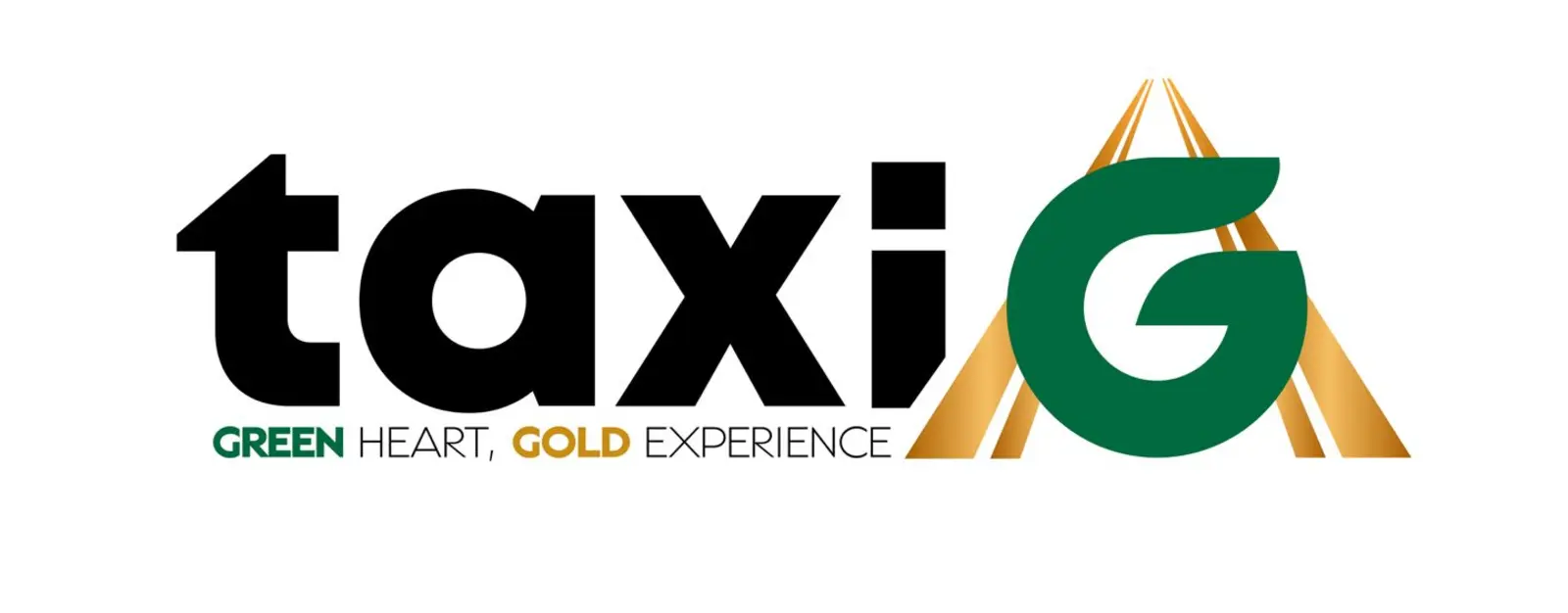 Logo officiel Taxi G – Green Heart, Gold Experience – taxi électrique haut de gamme dans le Brabant wallon.